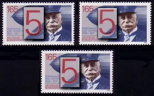 1597 Zeppelin avec déplacement de passe rouge vers le haut, vers les bas et normal, set **