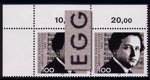 1596 Honegger mit PLF Kerbe im ersten G von HONEGGER, Feld 2, **