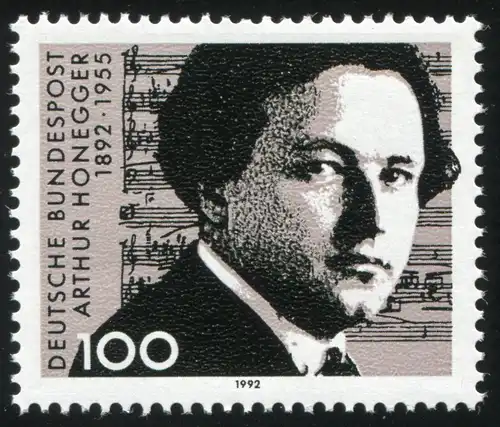 1596II Honegger mit PLF II gebrochene Notenlinie rechts vom Kinn, Feld 14, **