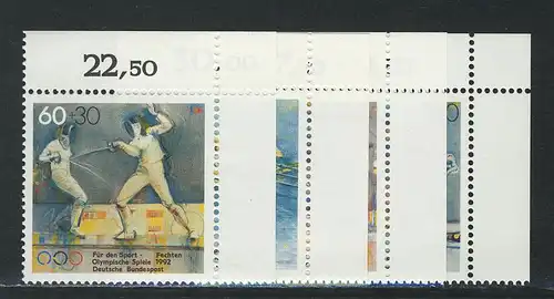 1592-1595 Sporthilfe 1992, Ecke o.r. Satz **