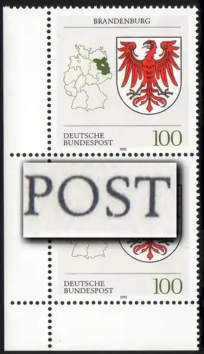 1589 Brandenburg mit PLF gebrochenes 2. S in BUNDESPOST, Feld 16, **