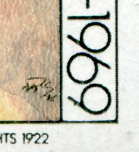 1573 Dix 100 Pf, PLF crochet à la 9 à 1969, case 11, **