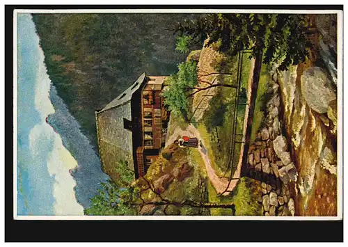 AK artiste minière avec rivière et pont, maison d'édition T.S.N., non utilisé