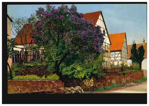 Künstler-AK Dorfidylle mit Straße, Photochromie N.O.D., MERSEBURG 11.4.1914