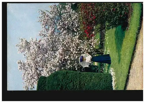 Foto-AK Hans Hildebrand: Frühling im Park mit Frau, Novitas Berlin, ungebraucht