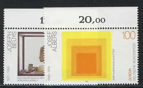 1673-1674 Europa Beuys / Albers, Kunst 1993, Oberrand, Satz postfrisch **