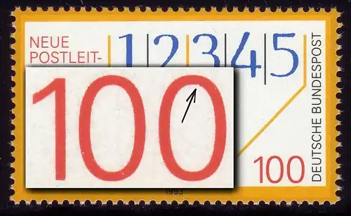 1659 Code postal: Encoches intérieures dans le deuxième zéro des 100, **