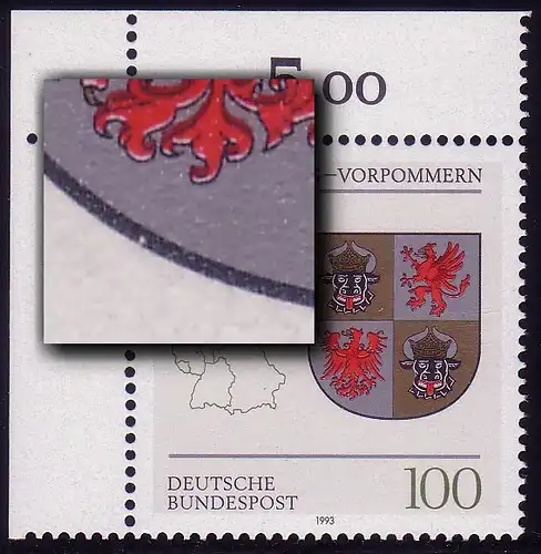 1661 Mecklenburg-Vorpommern mit PLF Punkt im Rahmen, Feld 1, **