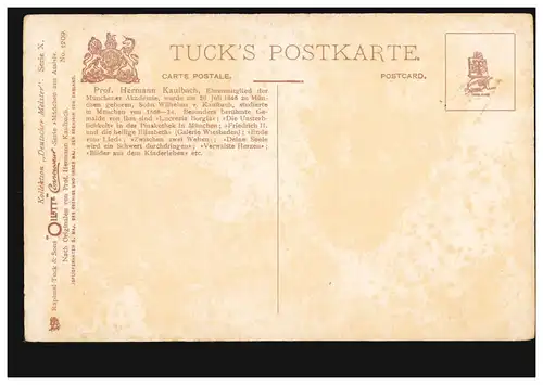 AK Artiste Hermann Kaulbach: Fille d'Assise, Carte postale Tuck, Inutilisé