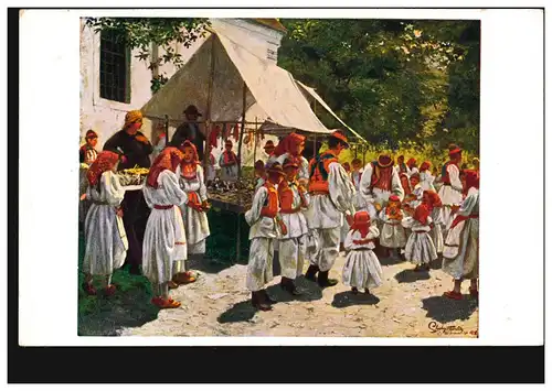 AK Artiste Slavko Tomerlin: Chaussées sur le marché à Zagreb/Croatie, inutilisé