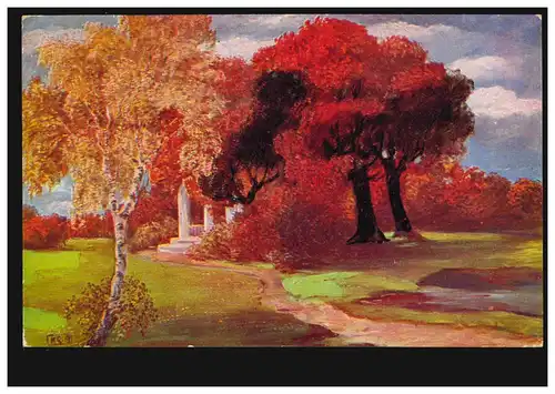 Künstler-AK Herbst im Park, Zweikreisstempel BRANNENBURG um 1929