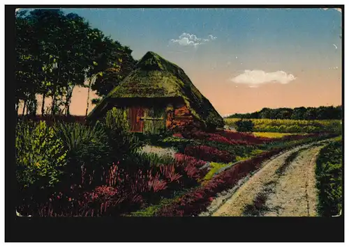 Künstler-AK Aus der Lüneburger Heide mit Bauernhaus, Verlag A.R.B., ungebraucht