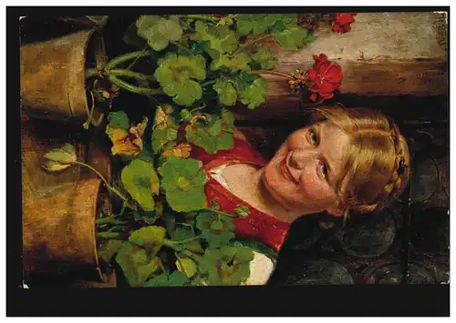 AK Hugo Engl: Sous les fleurs, Artiste de Munich, inutilisé