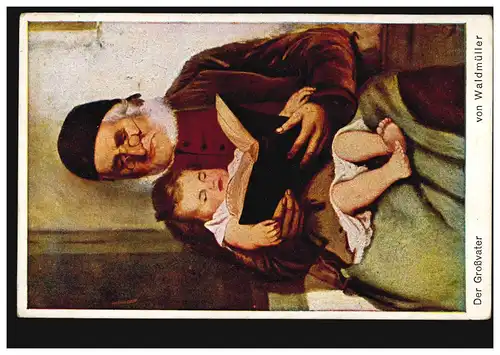 AK Artiste de Waldmüller: Der Großpater, Verlag Gerstmayer Wien, PRAG 4.6.1916