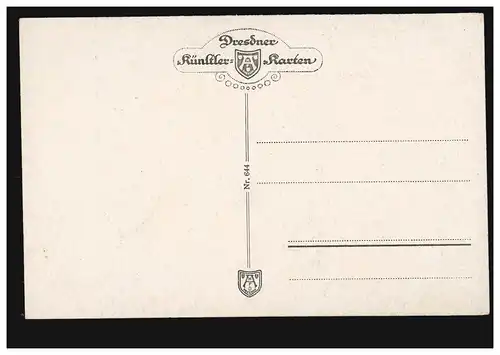 AK F. Shenkel: Soleil du soir doré, carte d'artiste de Dresdner inutilisé