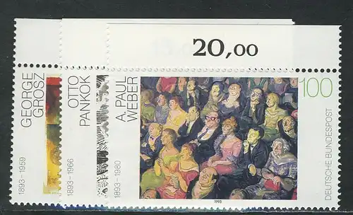 1656-1658 Deutsche Malerei 1993, Oberrand, Satz **