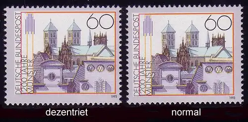 1645 Münster: dezentriertes Markenbild, mit Vergleichsstück, Set postfrisch **