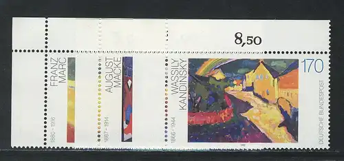 1617-1619 Deutsche Malerei 1992, Ecke o.l. Satz **