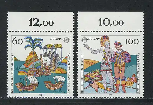 1608-1609 Europa Amerika 1992, Oberrand, Satz **