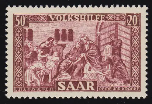 Saarland 303 Volkshilfe Lutwinus-Legende 50 Fr 1950, **