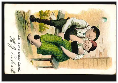 Caricature-AK Déclaration d'amour à la ferme, édition J.S.M., 5.10.103