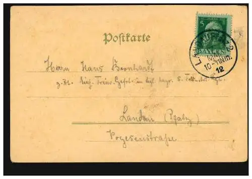 Karikatur-AK Gruss aus ... Der Sontagsreiter, LANDAU Pfalz 2 - 17.3.1912