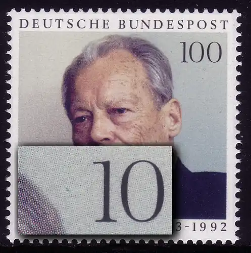 1706 Willy Brandt mit PLF blauer Punkt vor 100, Feld 8, **