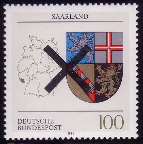 1712 Saarland, amtliche Andreaskreuz-Entwertung
