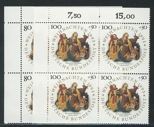 1707-1708 Weihnachten 1993, E-Vbl. o.l. Satz **