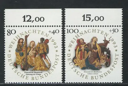 1707-1708 Weihnachten 1993, Oberrand, Satz **
