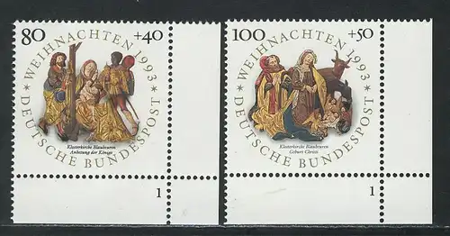 1707-1708 Weihnachten 1993, Ecke FN1, Satz **