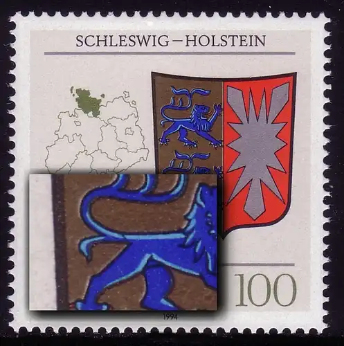 1715 Schleswig-Holstein mit PLF blauer Strich im Schwanz, Feld 19, **