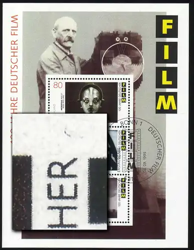 Block 33 Filmblock mit PLF 80-Pf-Wert: schwarzer Bogen, ESSt Bonn