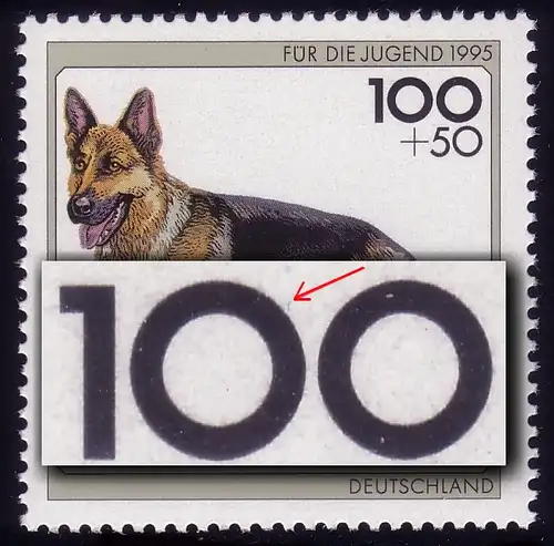 1799 Schäferhund mit PLF Strich zwischen 00 bei der 100, Feld 6, **