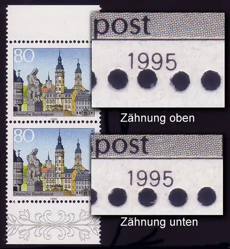 1772 Gera im Paar mit Zähnung an der Jahreszahl 1995, **