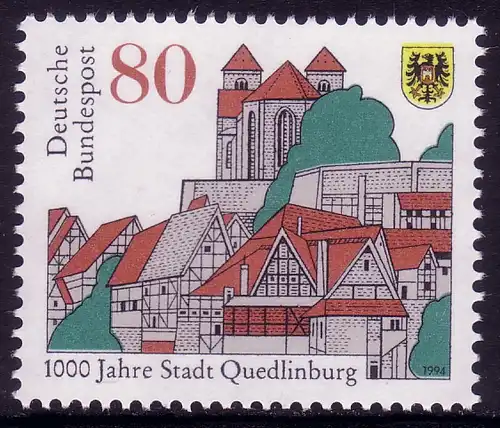 1765 Quedlinburg avec des changements de passe des couleurs verte et jaune, **
