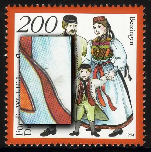 1761 Betzingen mit PLF: Strich am Schleifenband, Feld 8 **