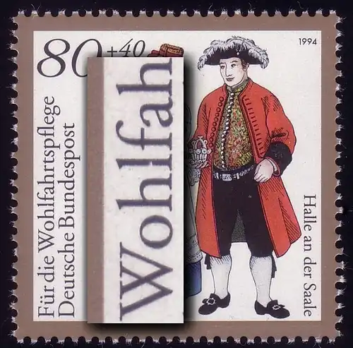 1758 Halle/Saale mit PLF Kerbe im l von Wohlfahrt-, Feld 8 **