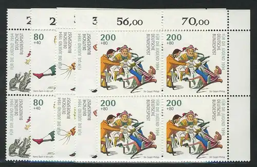 1726-1730 Jugend Der Struwwelpeter 1994, E-Vbl o.r. Satz ** postfrisch