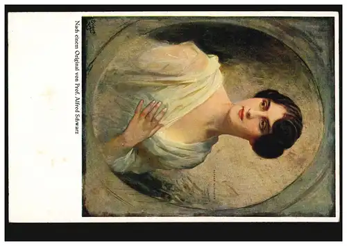 AK Alfred Schwarz: portrait de femme, carte postale Primus, non utilisée