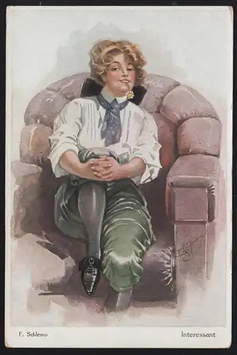 AK Schlemo Artiste: Intéressant - femme émancipée sur le fauteuil, inutilisé