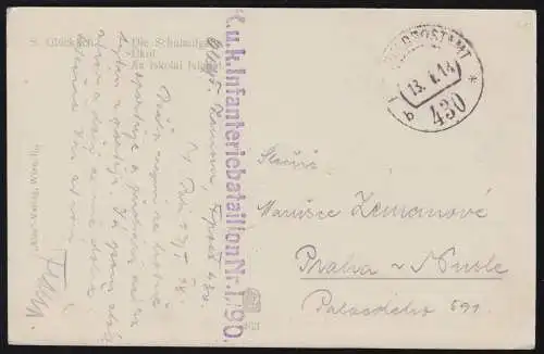 AK Artiste S. Heureux: La tâche scolaire, Feldpost 430 - 13.1.1918