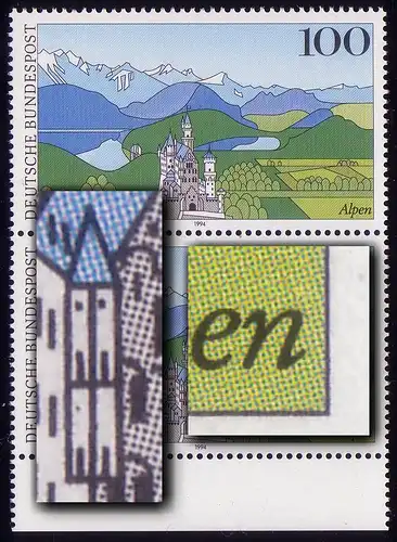 1742 Alpen mit Doppel-Plattenfehler auf Feld 19, **