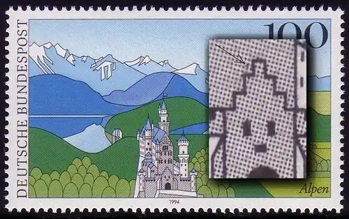 1742 Alpes avec PLF point à la porte du château en haut à gauche, champ 23 **