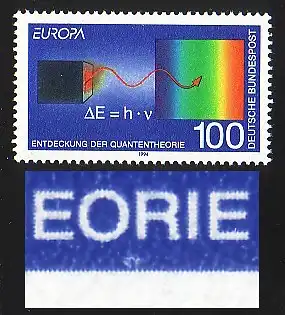 1733 Europe 100 Pf avec PLF blanc tache sous OR, case 13, **