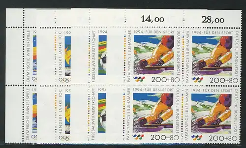 1717-1720 Sporthilfe 1994, E-Vbl o.l. Satz ** postfrisch