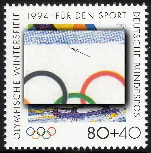 1717 Sport 80 Pf, PLF rote Punkte über Ringe, Feld 24 **
