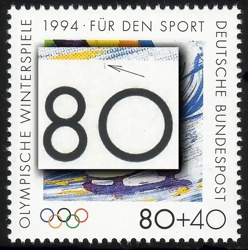 1717 Sport 80 Pf , PLF blauer Strich über 80, F.17, **