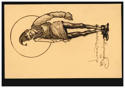 AK de dessin animé Un type de paysan - long et mince avec bonnet, inutilisé