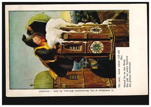 Bière de dessin animé-AK dans le clocher et le moine - la boisson sur l'Isar, non utilisée